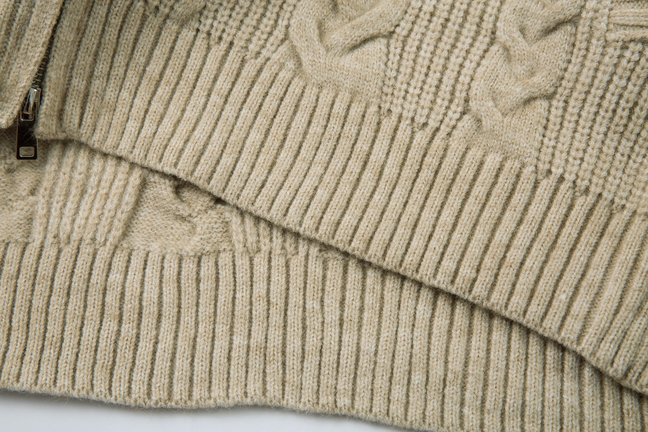 Cable Knit Zip-Up Sweater Jacket | Structured Knit Cardigan