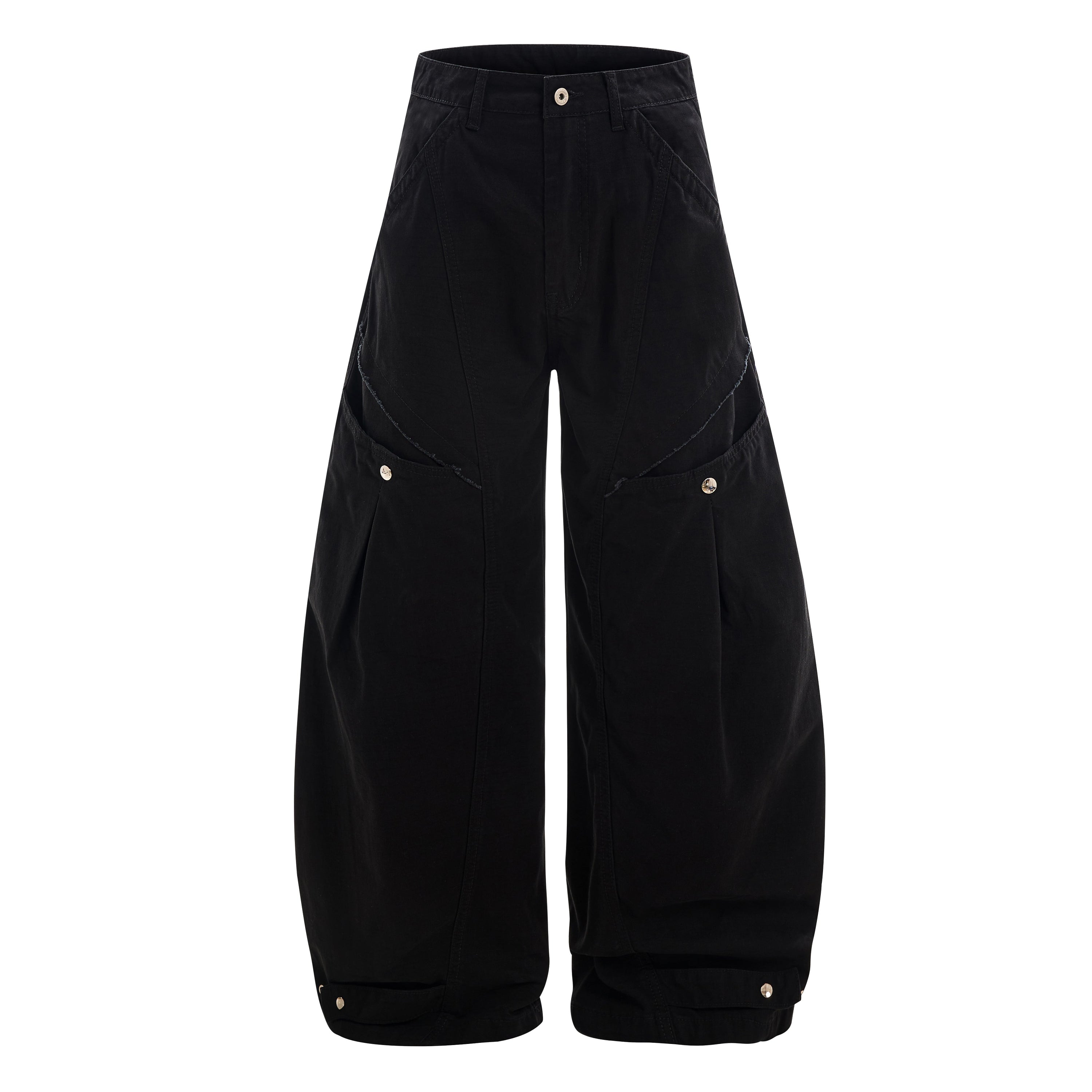 Multi-Panel Utility Wide-Leg Cargo Pants | 100% Cotton