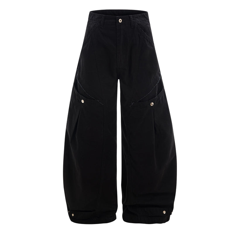 Multi-Panel Utility Wide-Leg Cargo Pants | 100% Cotton