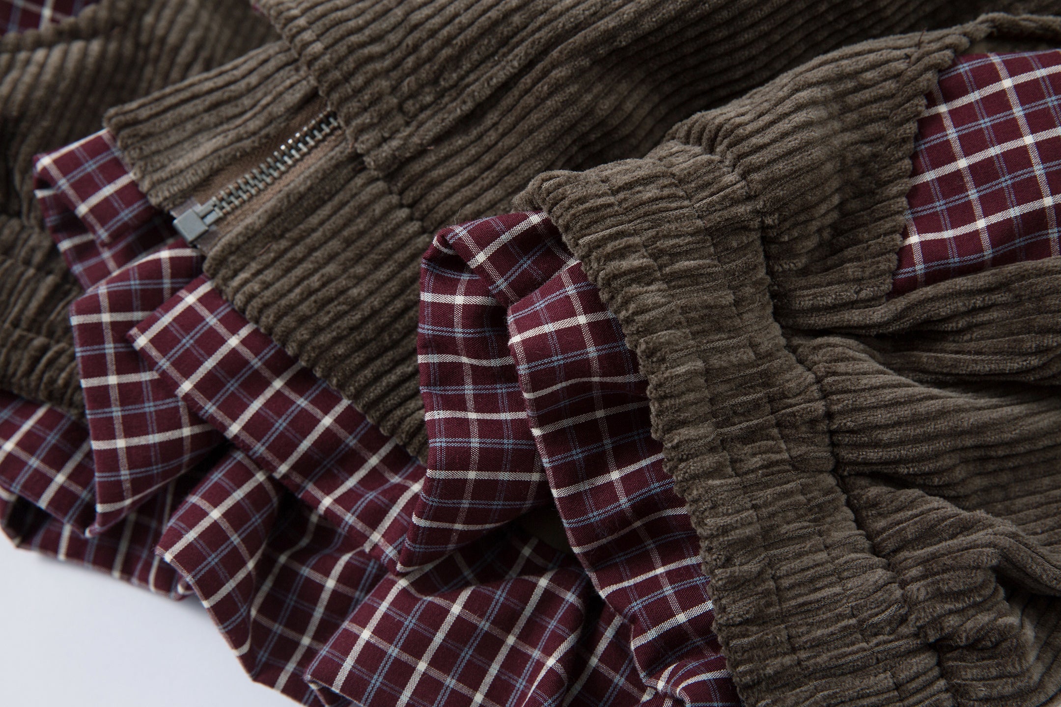 Corduroy Plaid-Lined Zip Jacket | Vintage Streetwear