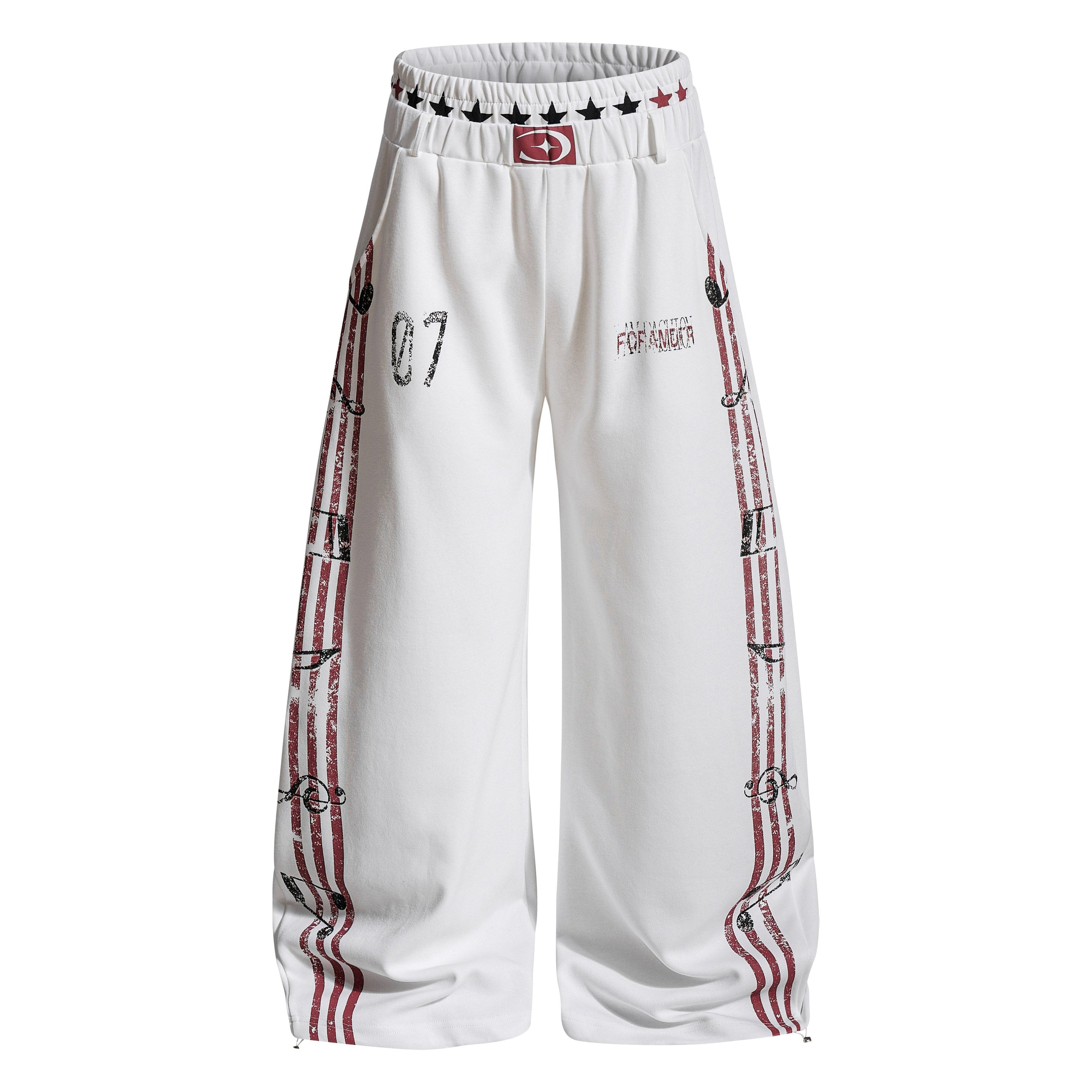 Omirad Vintage Stripe Graphic Wide-Leg Sweatpants