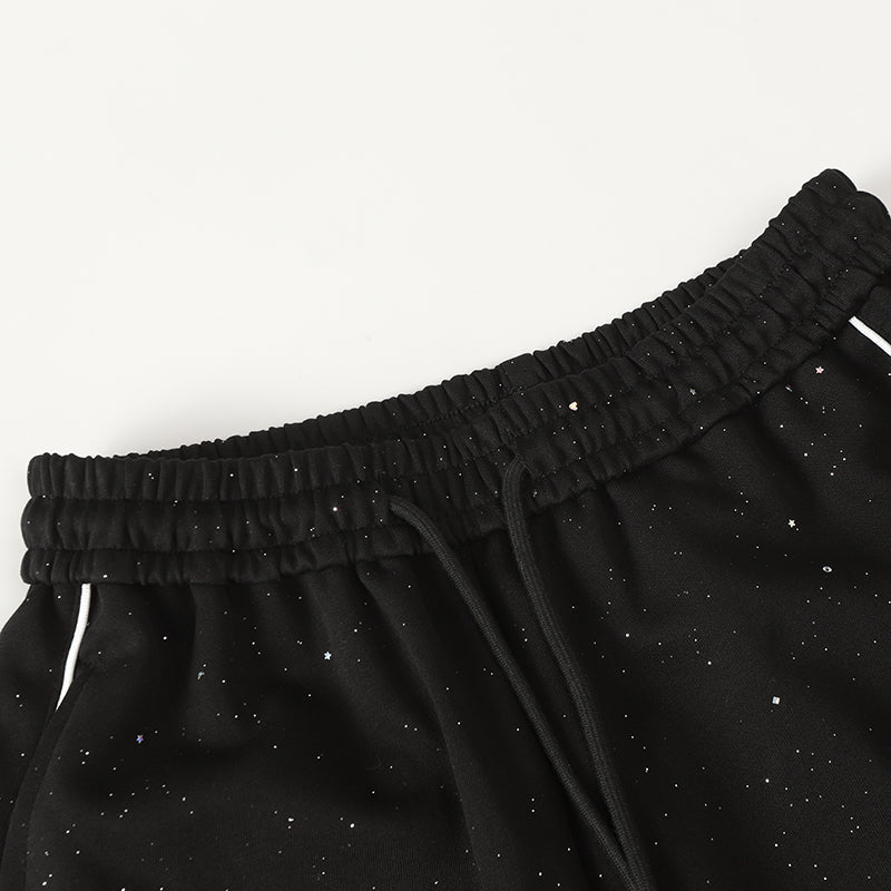 Speckled Wide-Leg Track Pants with Zippered Hems | Omirad