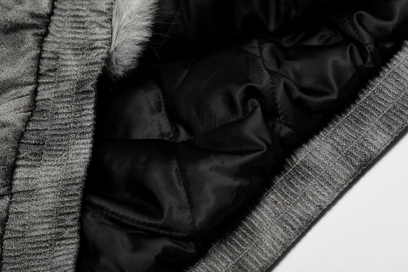 Washed Faux-Fur Hooded Bomber Jacket | Streetwear Winter Coat