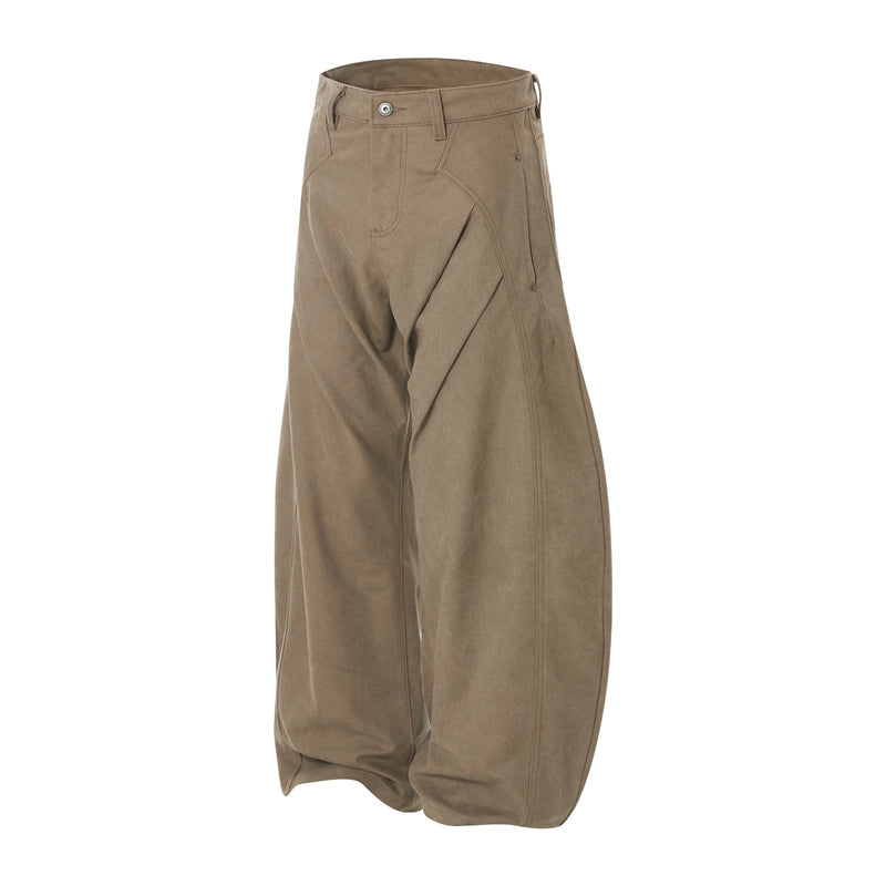 3D Curved Panel Wide-Leg Pants | Sculptural Streetwear