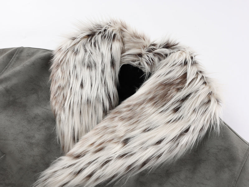 Faux-Fur Collar Suede Winter Jacket | Oversized Streetwear