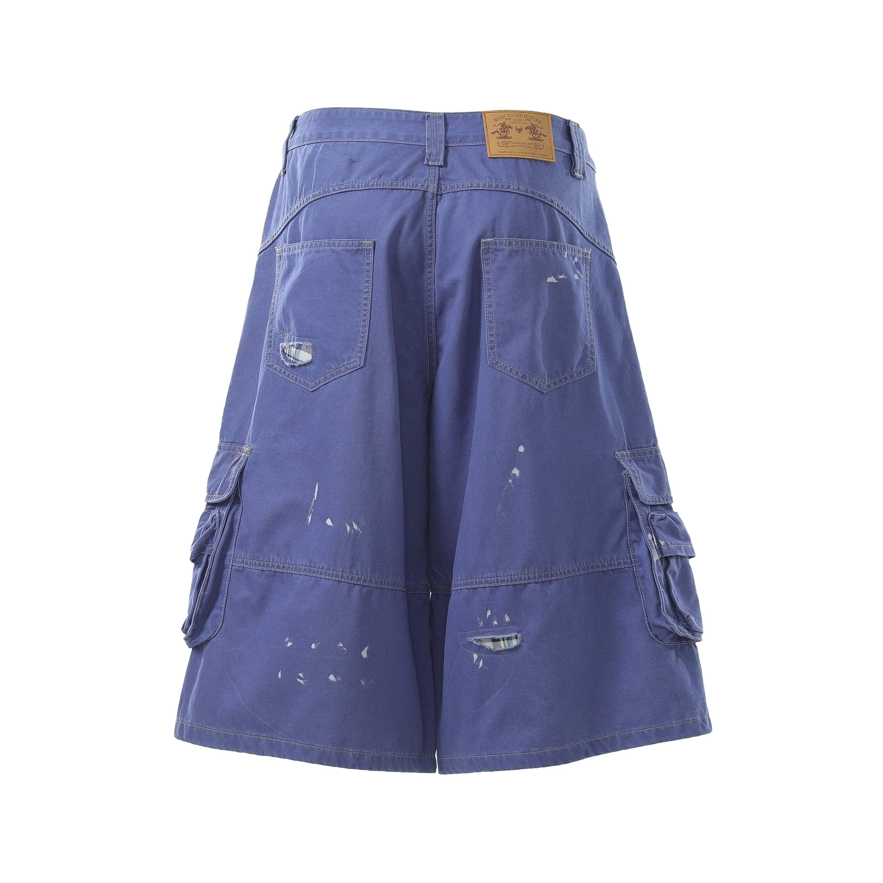 Omirad Distressed Utility Cargo Shorts | Wide-Leg Fit