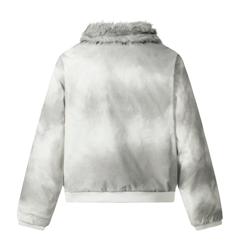 Faux Fur Panel Cropped Bomber Jacket | Streetwear Winter Coat
