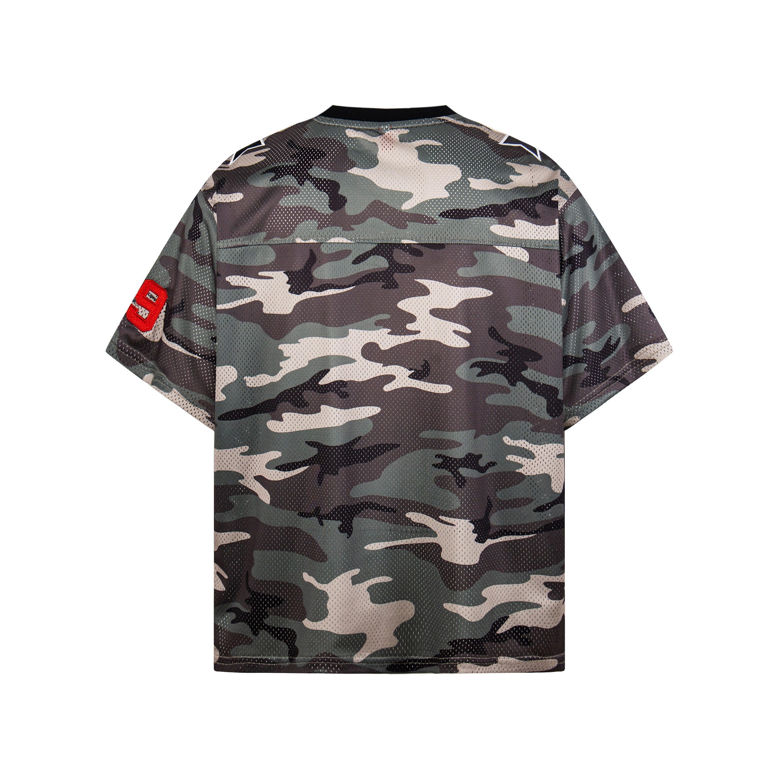 Camo Mesh Football Jersey Tee | Oversized Streetwear