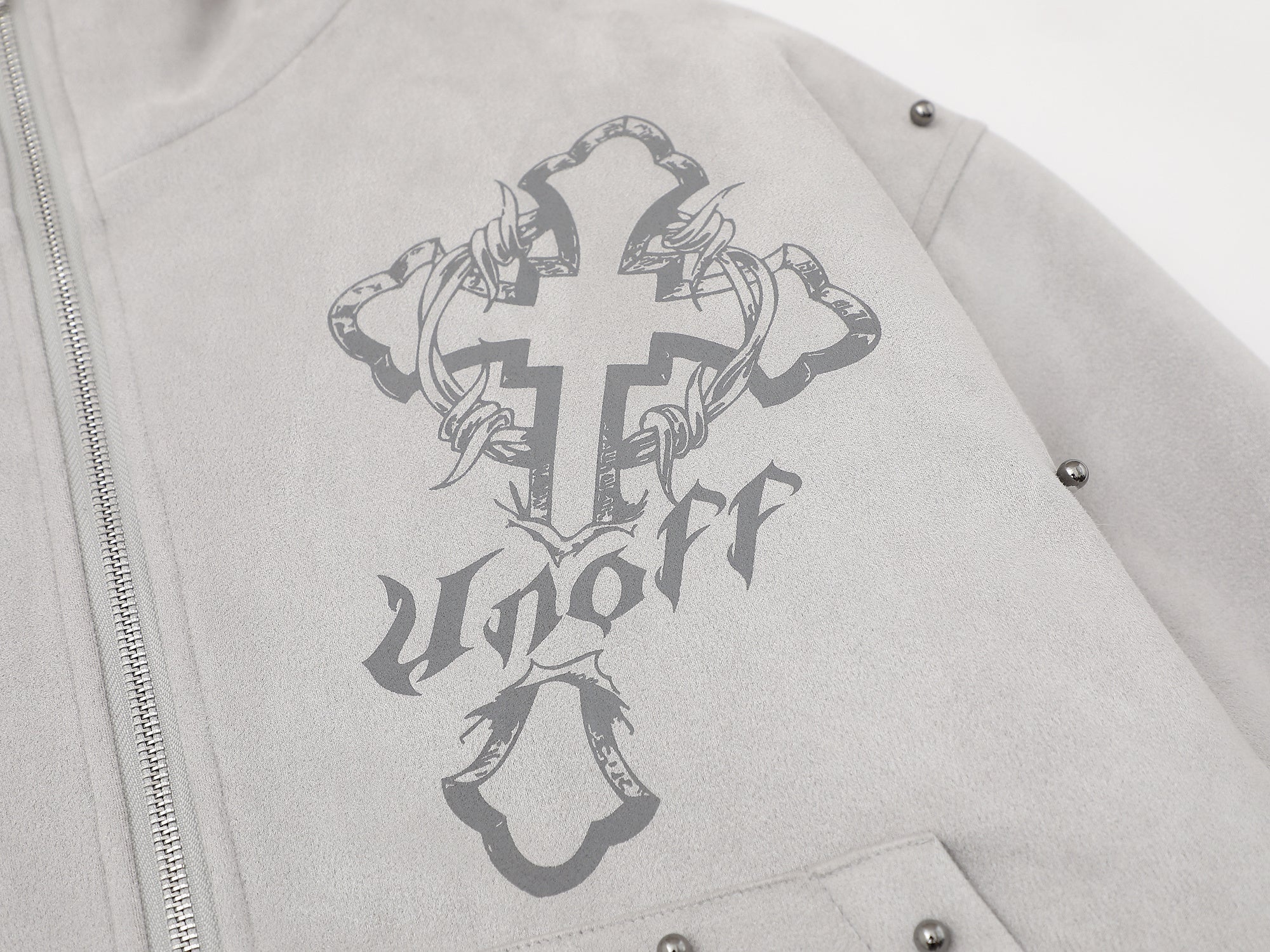 Furry-Ear Zip Hoodie Jacket | Streetwear Puffer with Rivets