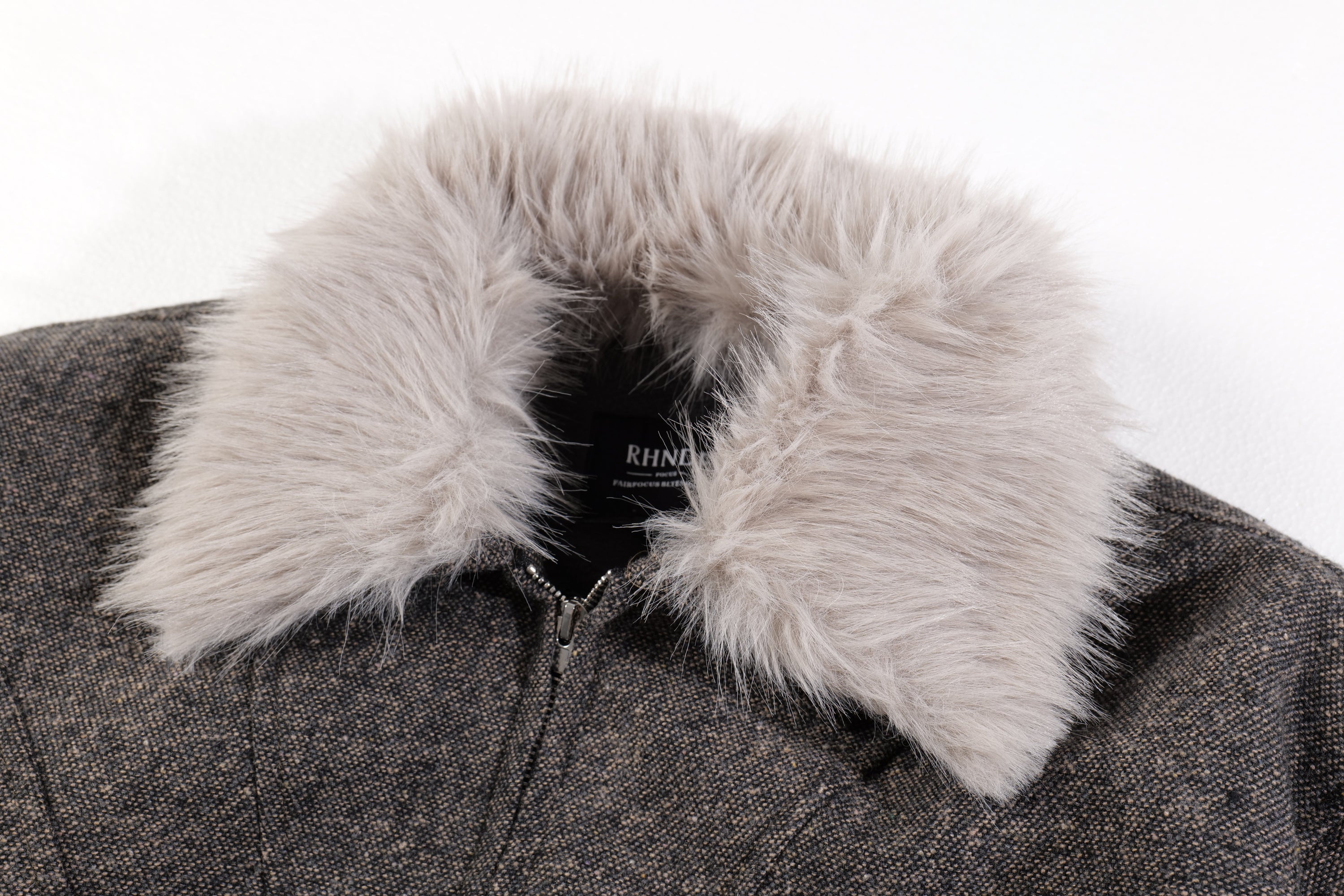 Faux-Fur Collar Wool-Texture Bomber Jacket | Omirad