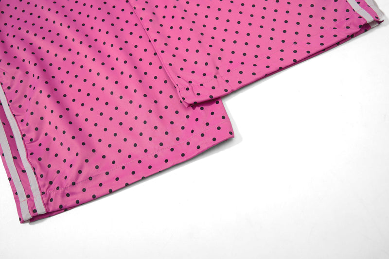 Polka Dot Wide-Leg Track Pants with Side Stripes | SEAKOFF