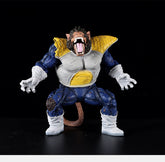 The Seakoff 36cm Premium Action Figure features a humanoid ape creature with armor, akin to Great Ape Vegeta from Dragon Ball Z. It showcases brown fur, a menacing expression, and bold blue and yellow armor against a sleek black backdrop.