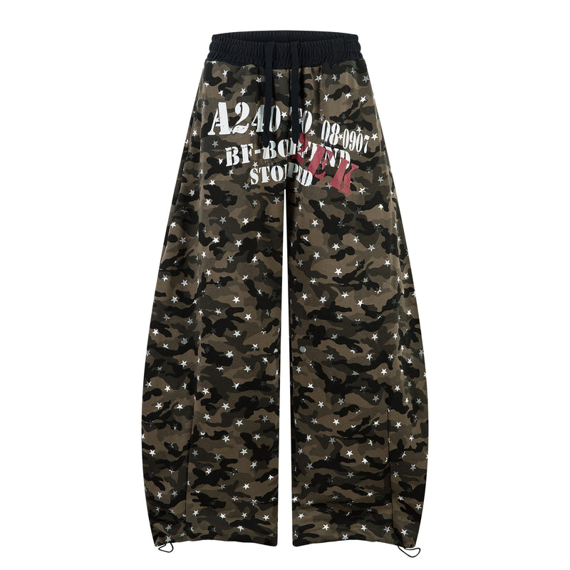 Omirad Star Camo Wide-Leg Sweatpants | Military Streetwear