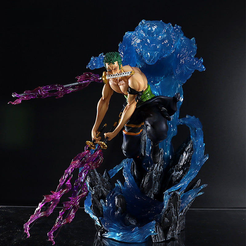 Zoro Action Figurine – 30cm with Glowing Effects and Dynamic Water Base, Limited Edition – One Piece Collectible