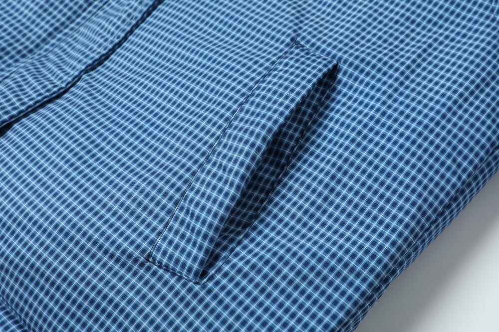 Reversible Hooded Puffer Jacket | Brown & Blue Check