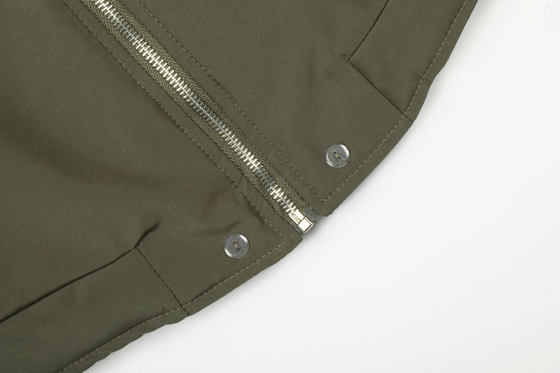 Detachable Faux Fur Scarf Bomber Jacket | Olive & Black