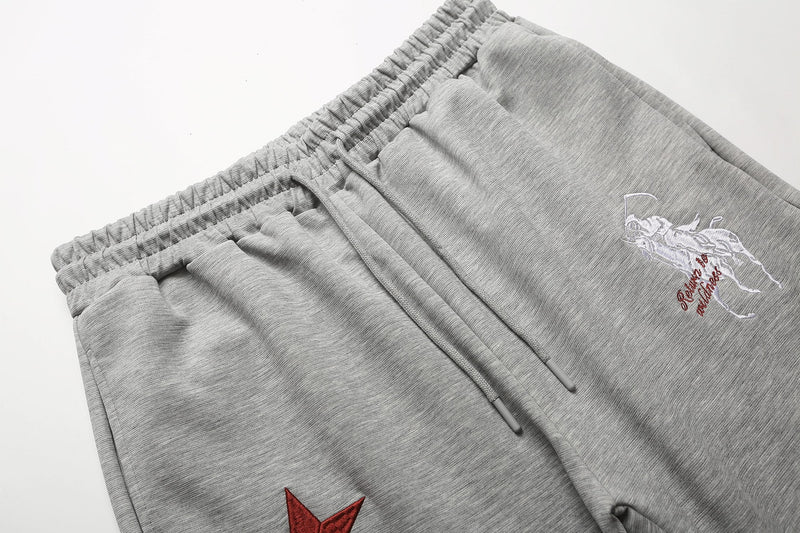 Omirad Star Embroidery Wide-Leg Sweatpants | Unisex Streetwear