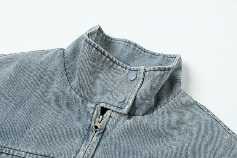 Faux Fur Collar Denim Jacket | Detachable Fur Zip-Up