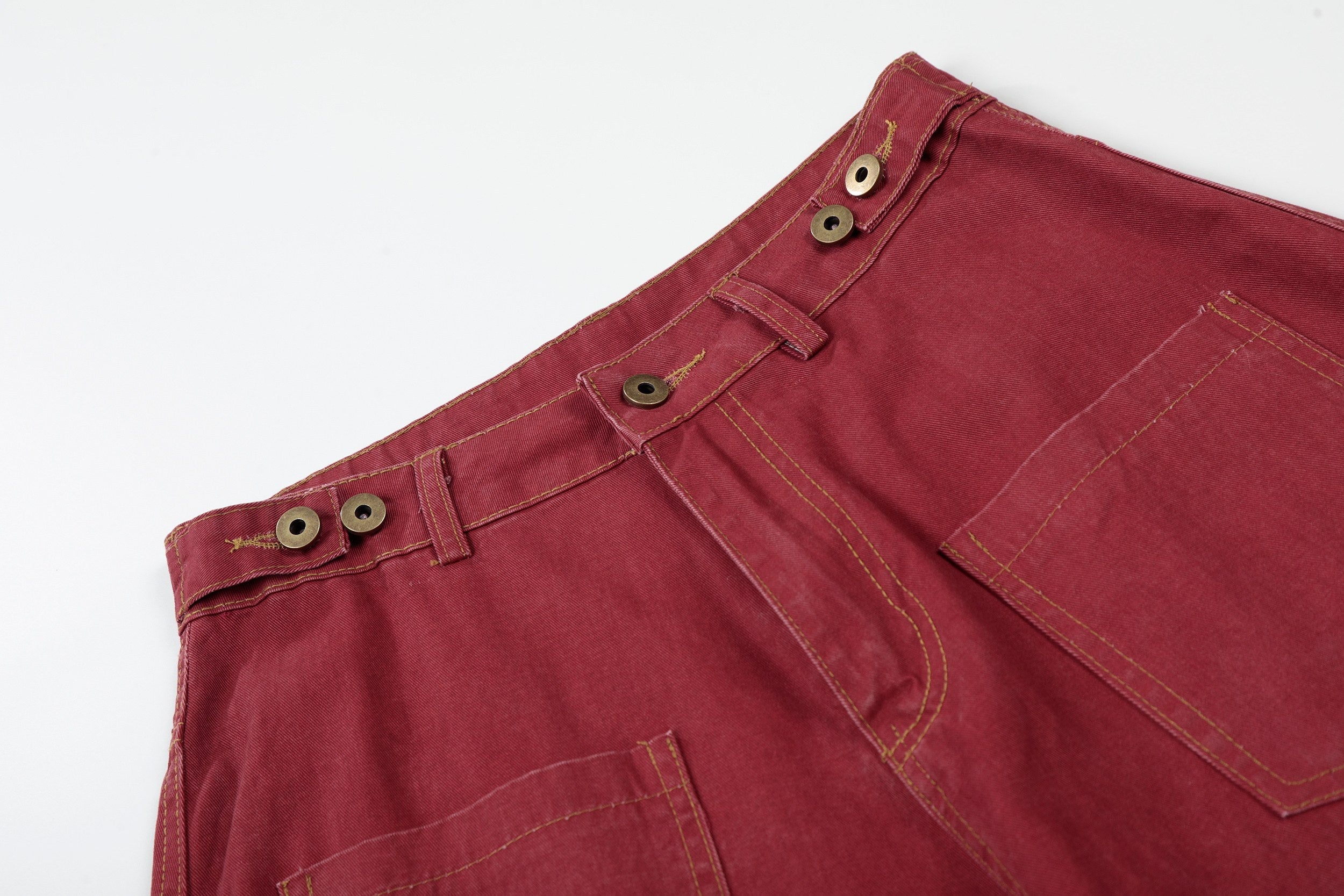 Vintage Red Wide-Leg Jeans | Rhinestone Star Splatter Denim