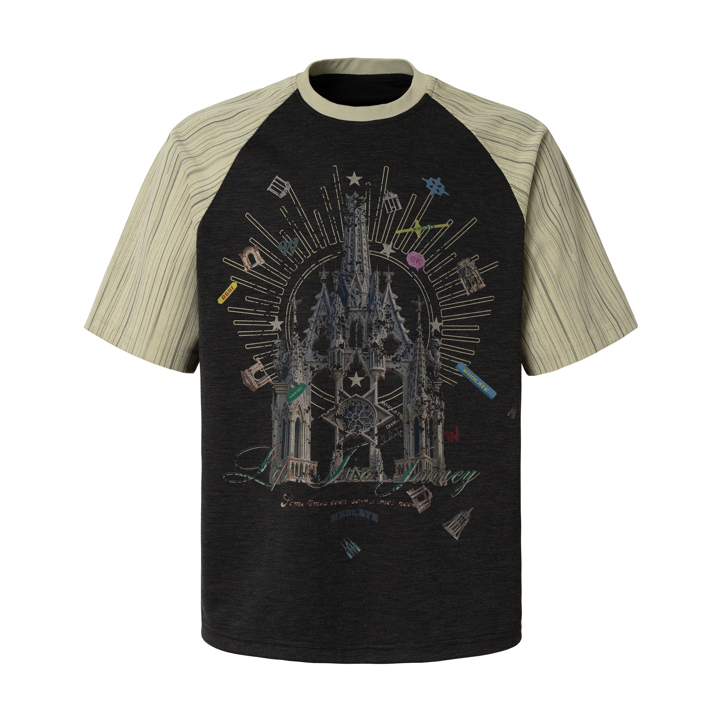 Gothic Cathedral Graphic Raglan T-Shirt | Streetwear Tee