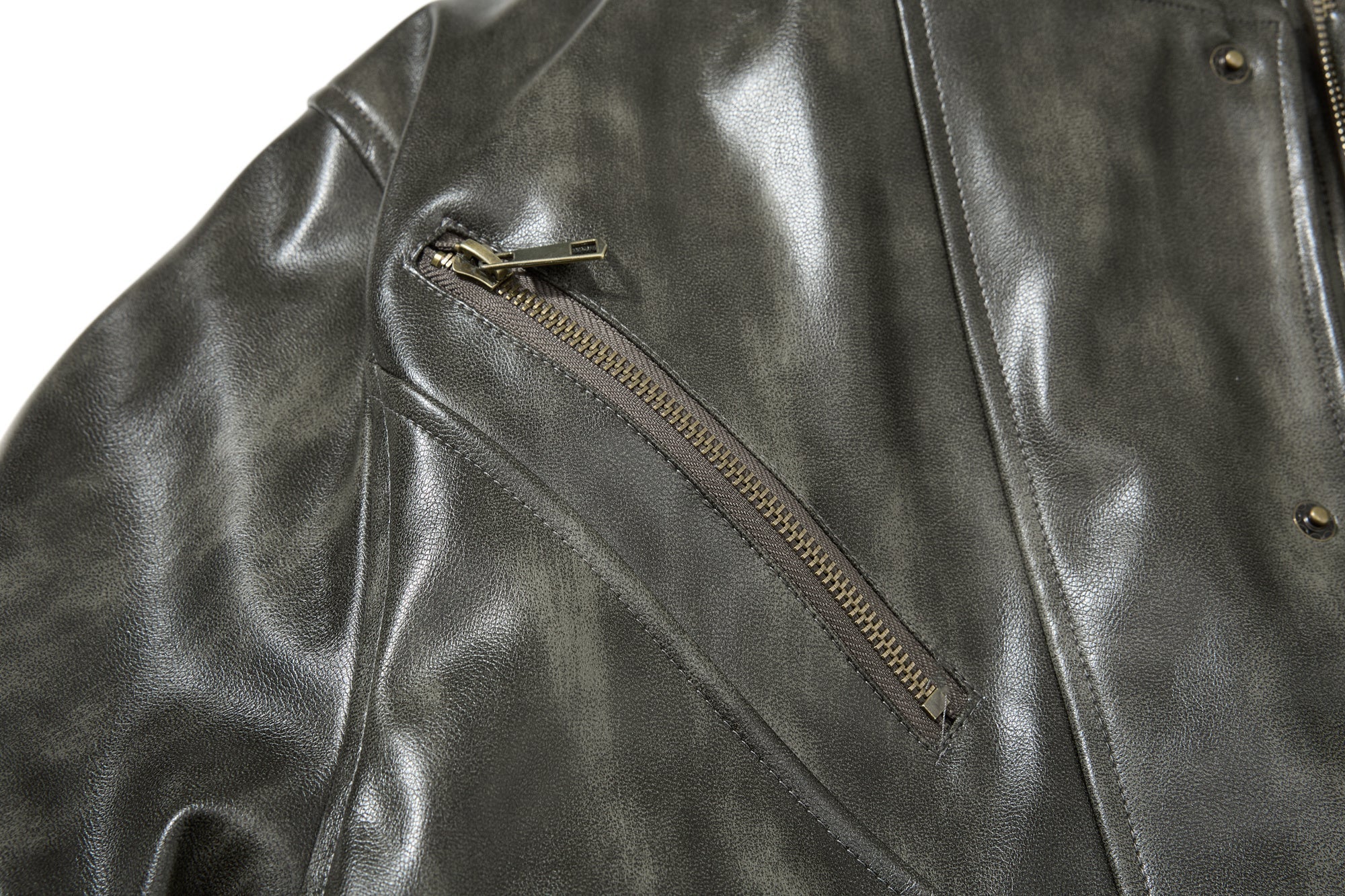 Omirad Faux Leather Bomber Jacket with Faux Fur Collar