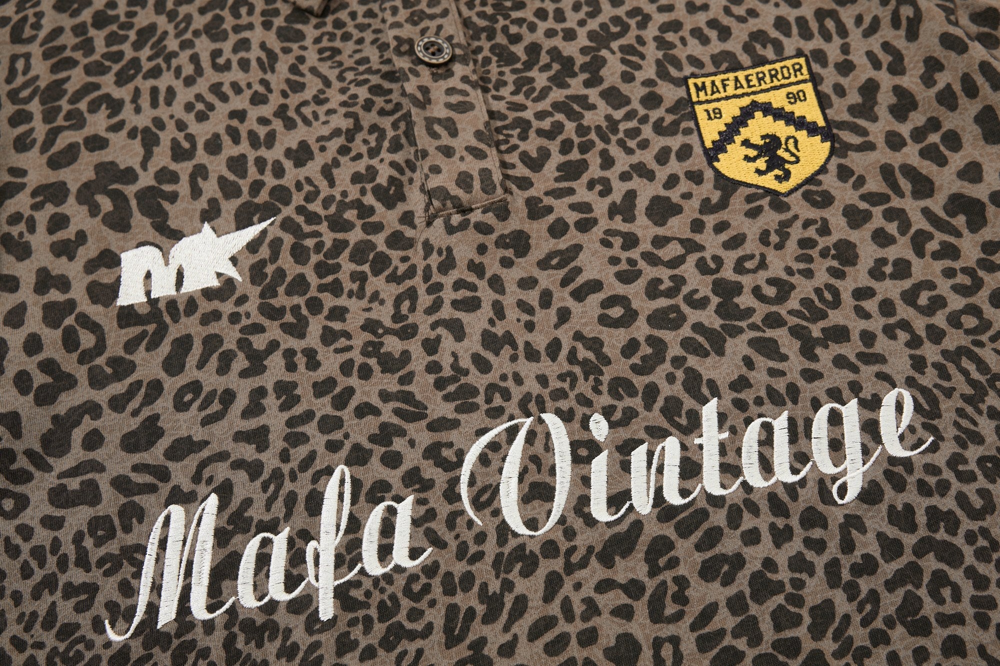 Mafa Vintage Leopard Print Polo Tee | Y2K Streetwear Shirt