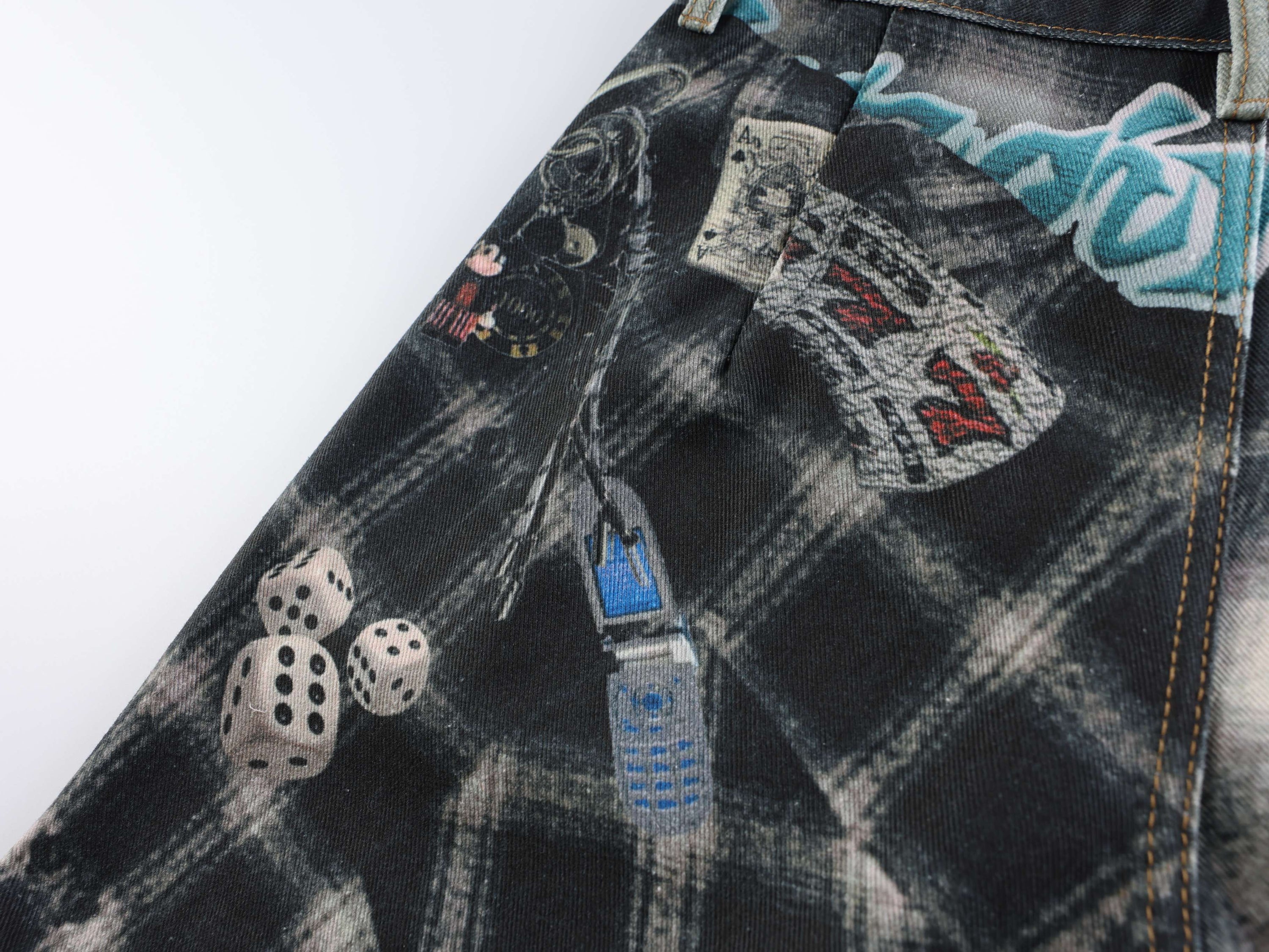 Omirad Layered Flannel Patchwork Balloon Jeans | Distressed Wide Leg