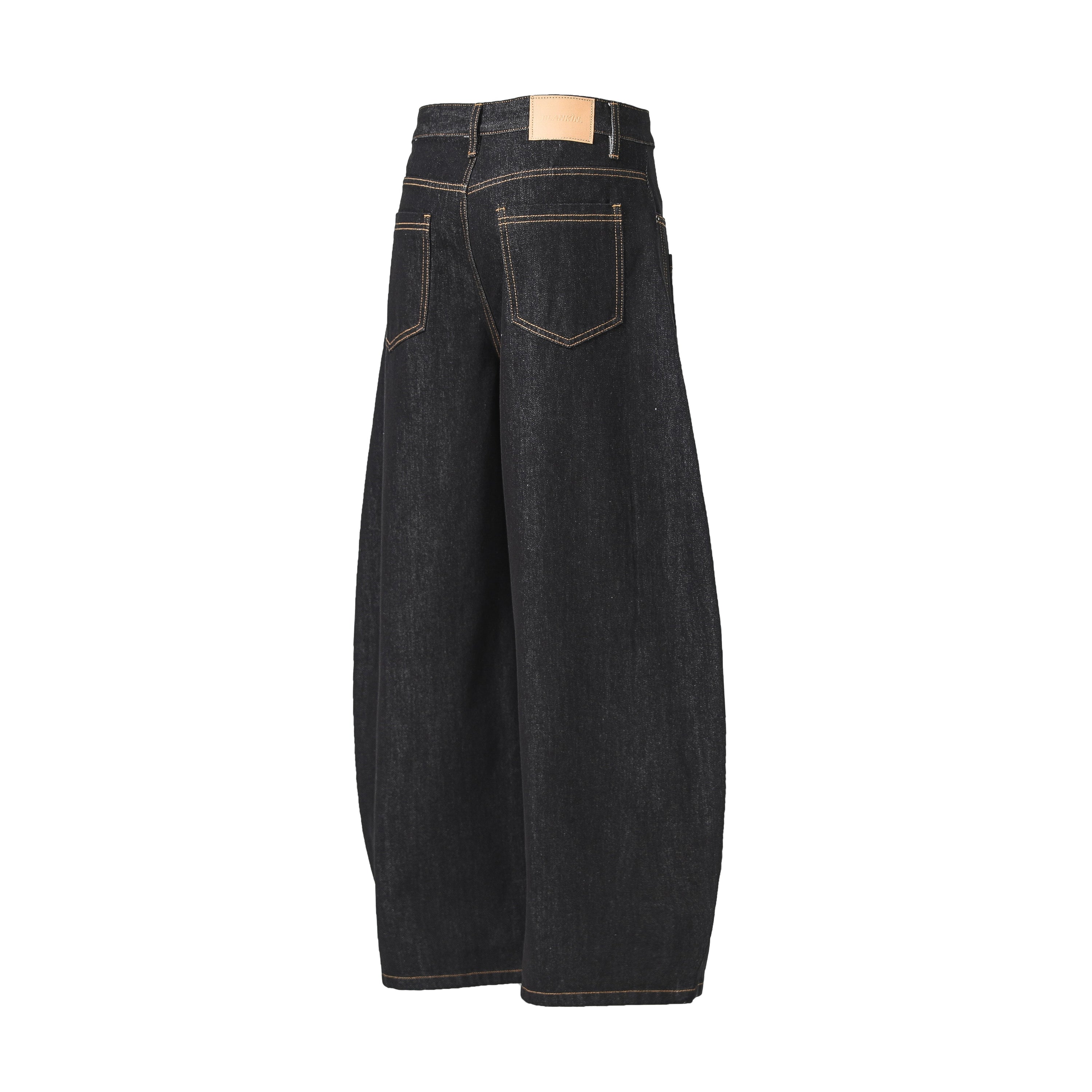 Omirad Embroidered Pocket Wide-Leg Jeans | Black Denim