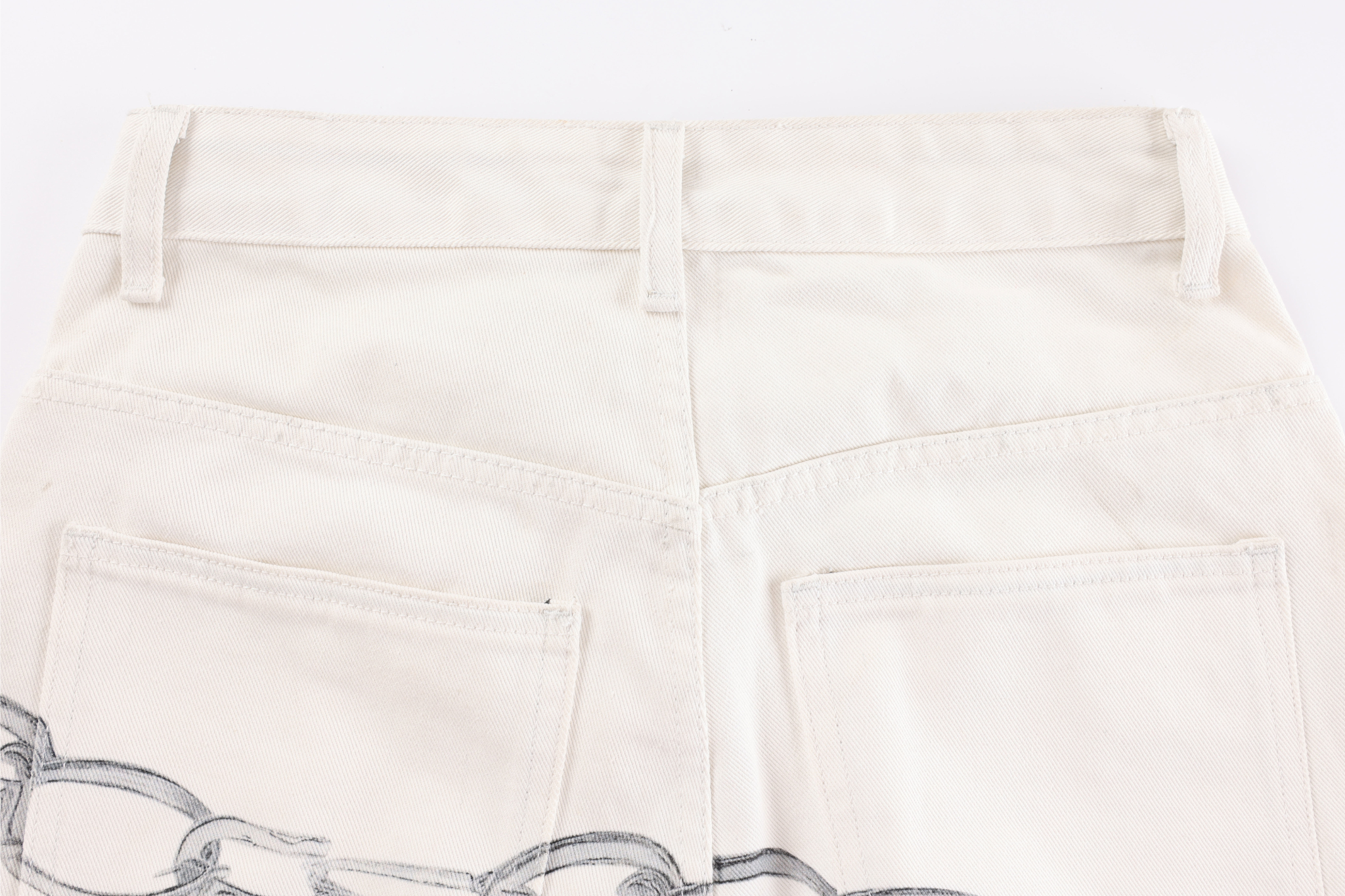 Omirad Chain Print Cross Barrel Jeans | Avant-Garde Streetwear