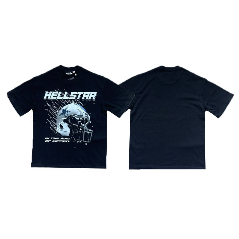 Hellstar Victory Skull T卹 -  250GSM棉花，哥特式足球街頭服裝T卹