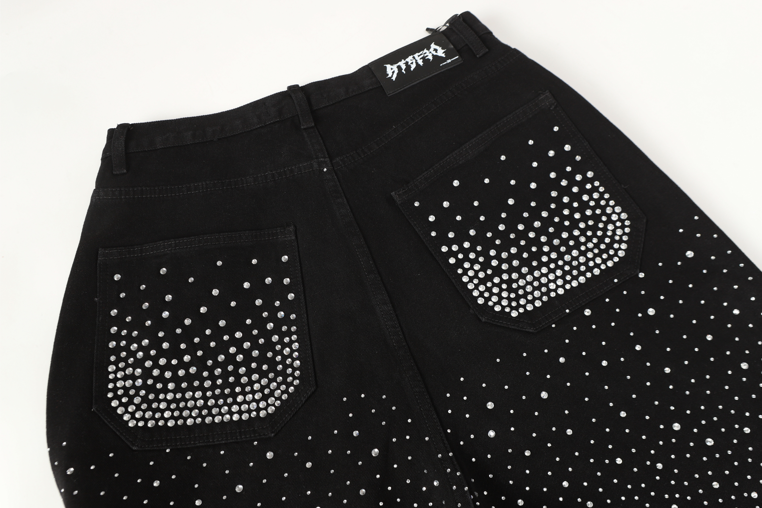 Rhinestone Galaxy Wide-Leg Jeans | All-Over Crystal Denim