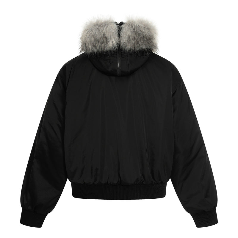 Faux Fur Trim Padded Bomber Jacket | Cropped Winter Coat