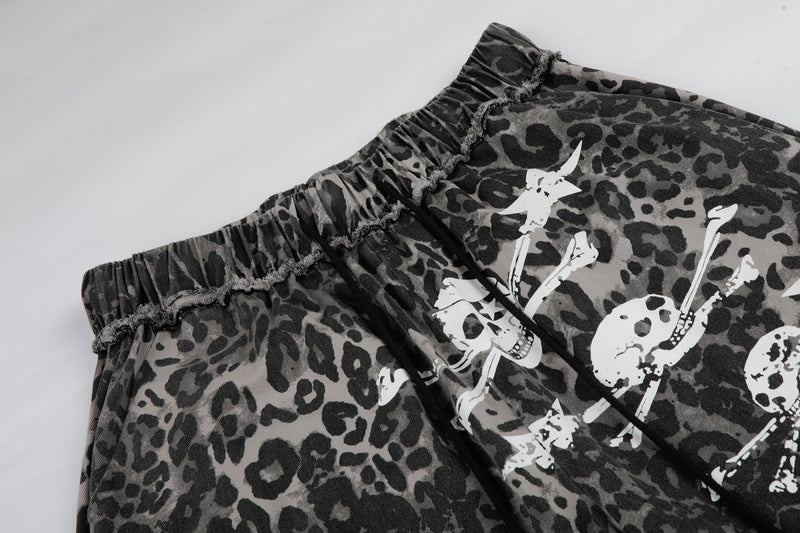 Omirad Leopard Skull Wide-Leg Pants | Y2K Streetwear