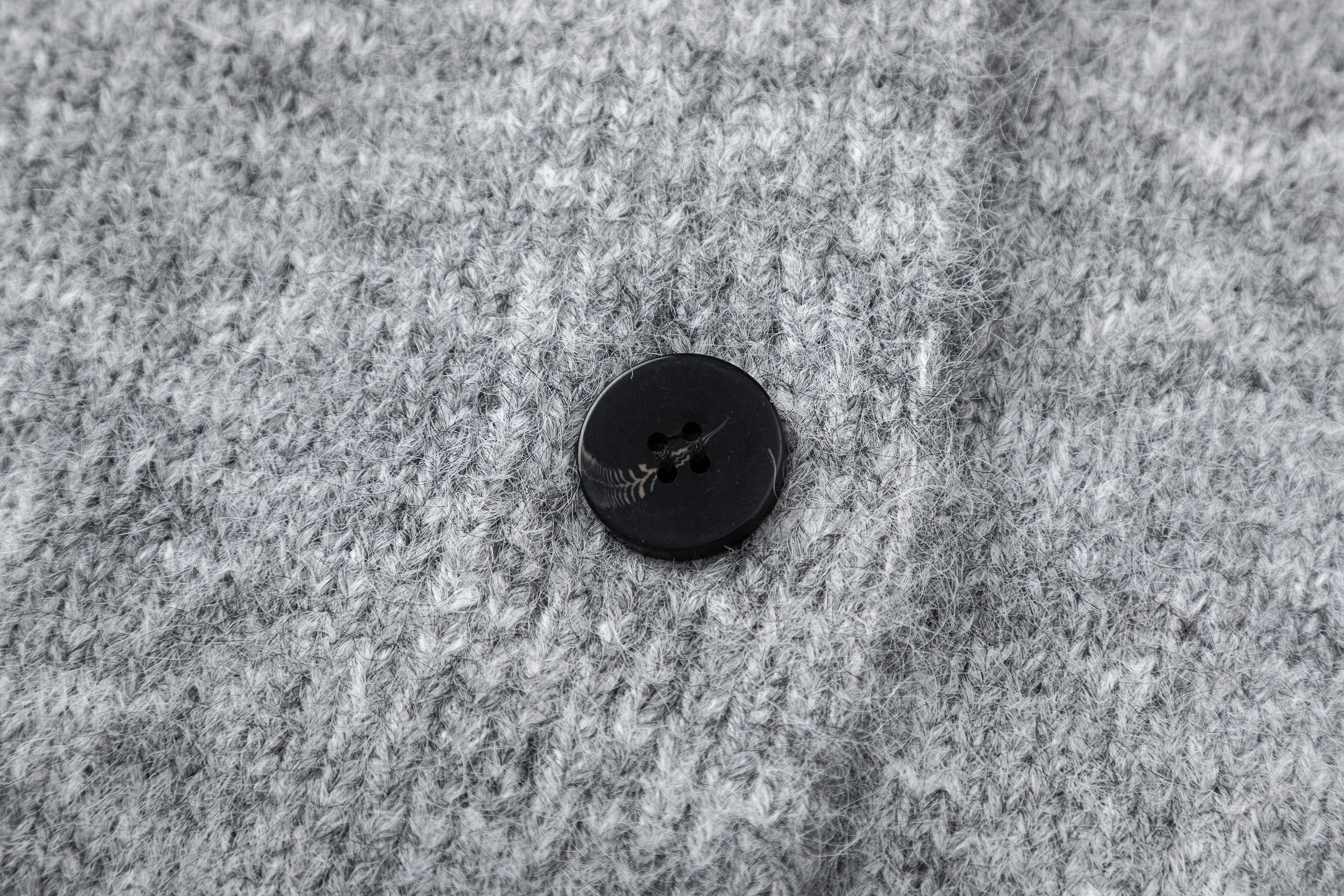 Minimal Wool Blend Knit Cardigan | Crew Neck Button-Up