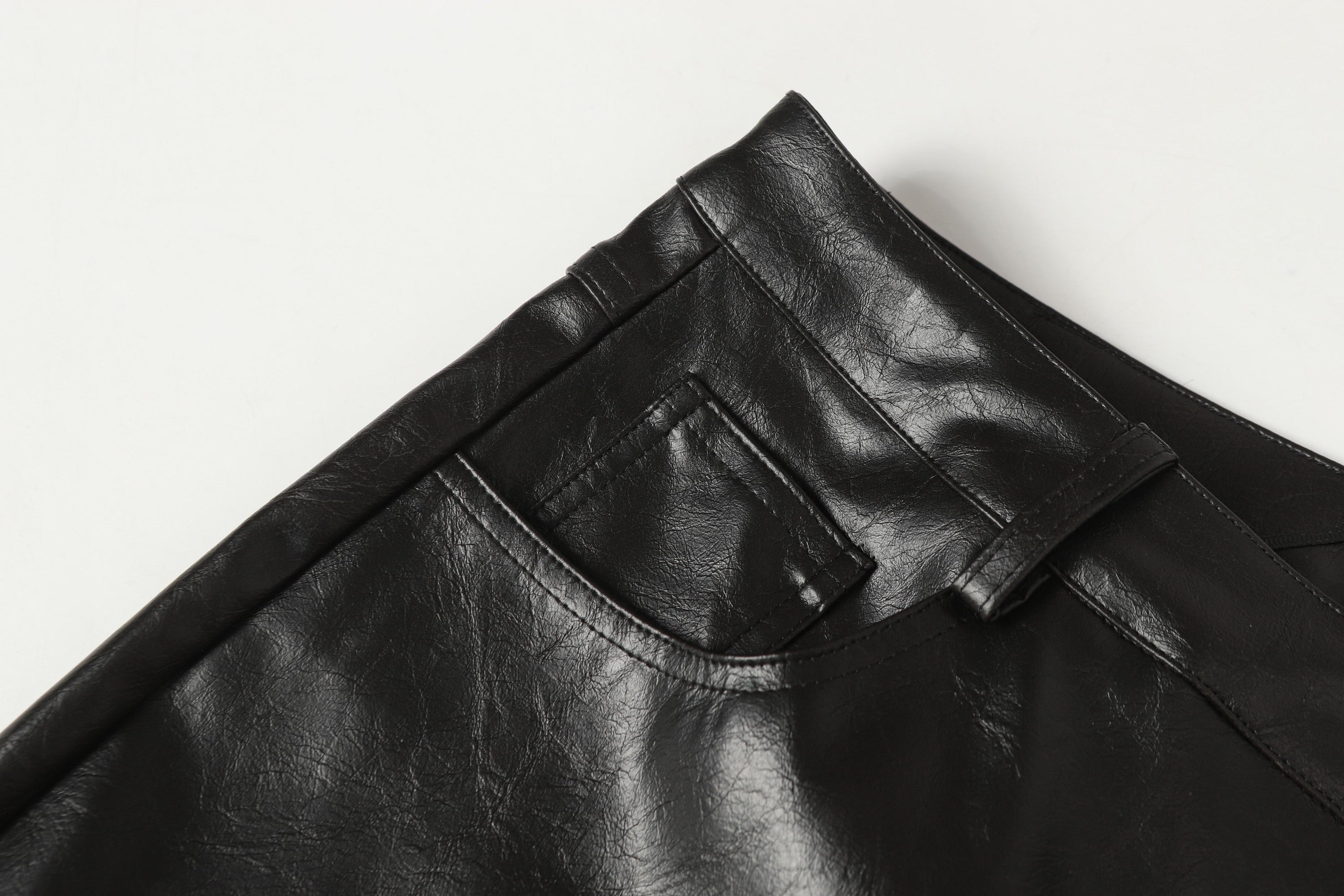 Spider-Web Embossed Faux Leather Wide-Leg Pants | Omirad