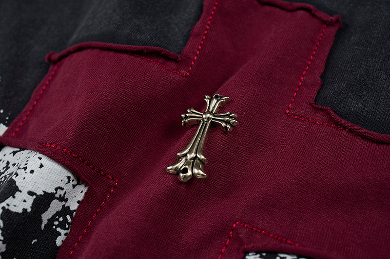 Distressed Cross Sleeveless T-Shirt | Gothic Punk Streetwear