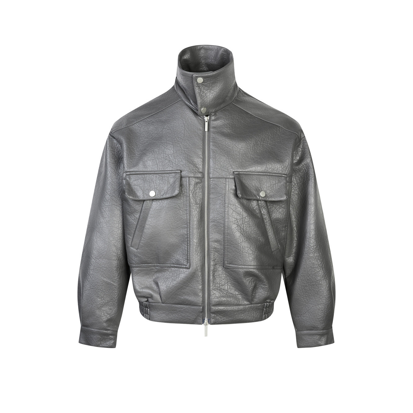 Men's Utility PU Leather Bomber Jacket | Oversized Fit