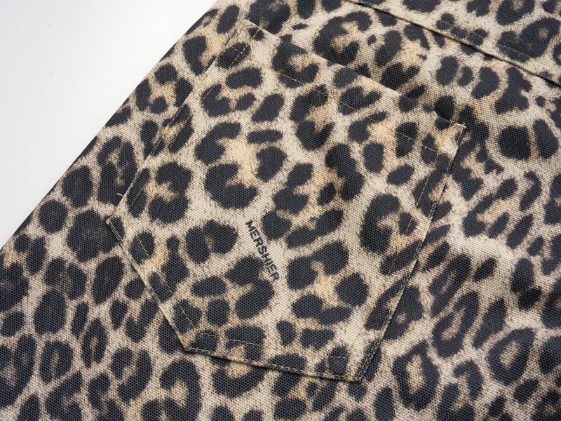 Leopard Print Wide-Leg Performance Mesh Pants | Omirad
