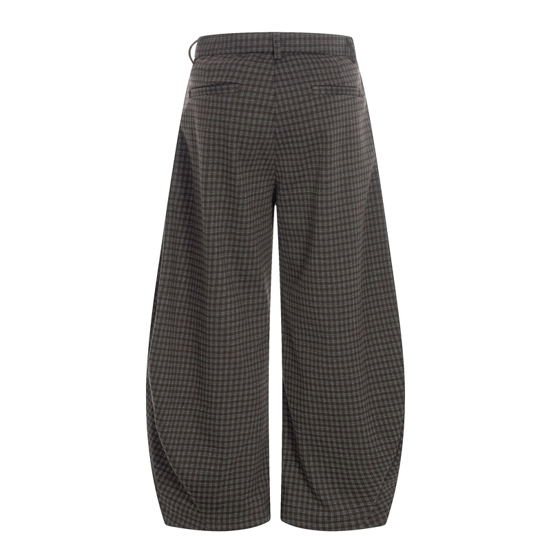 Wide-Leg Plaid Trousers | Pleated Front Tailored Pants