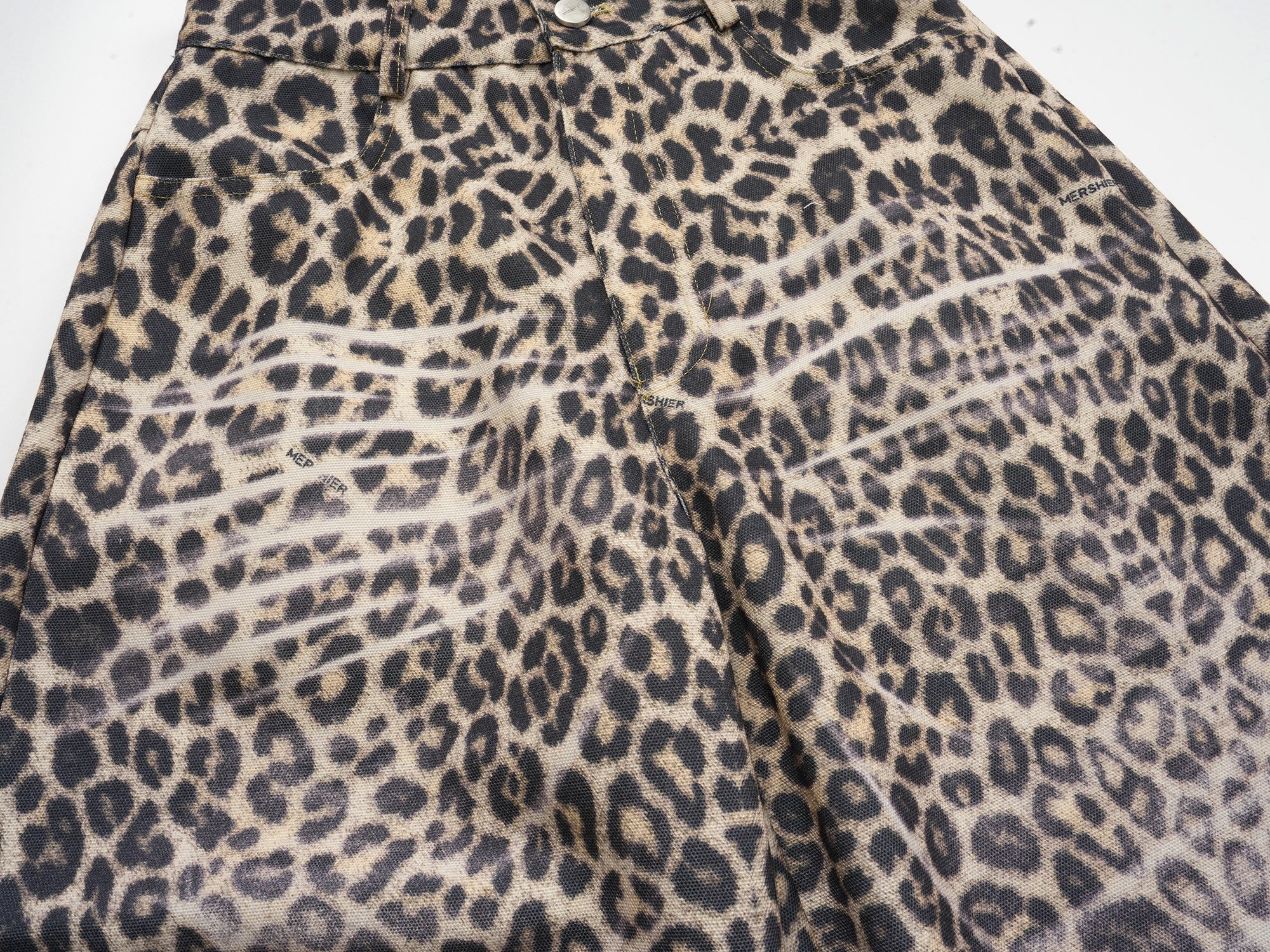 Leopard Print Wide-Leg Performance Mesh Pants | Omirad