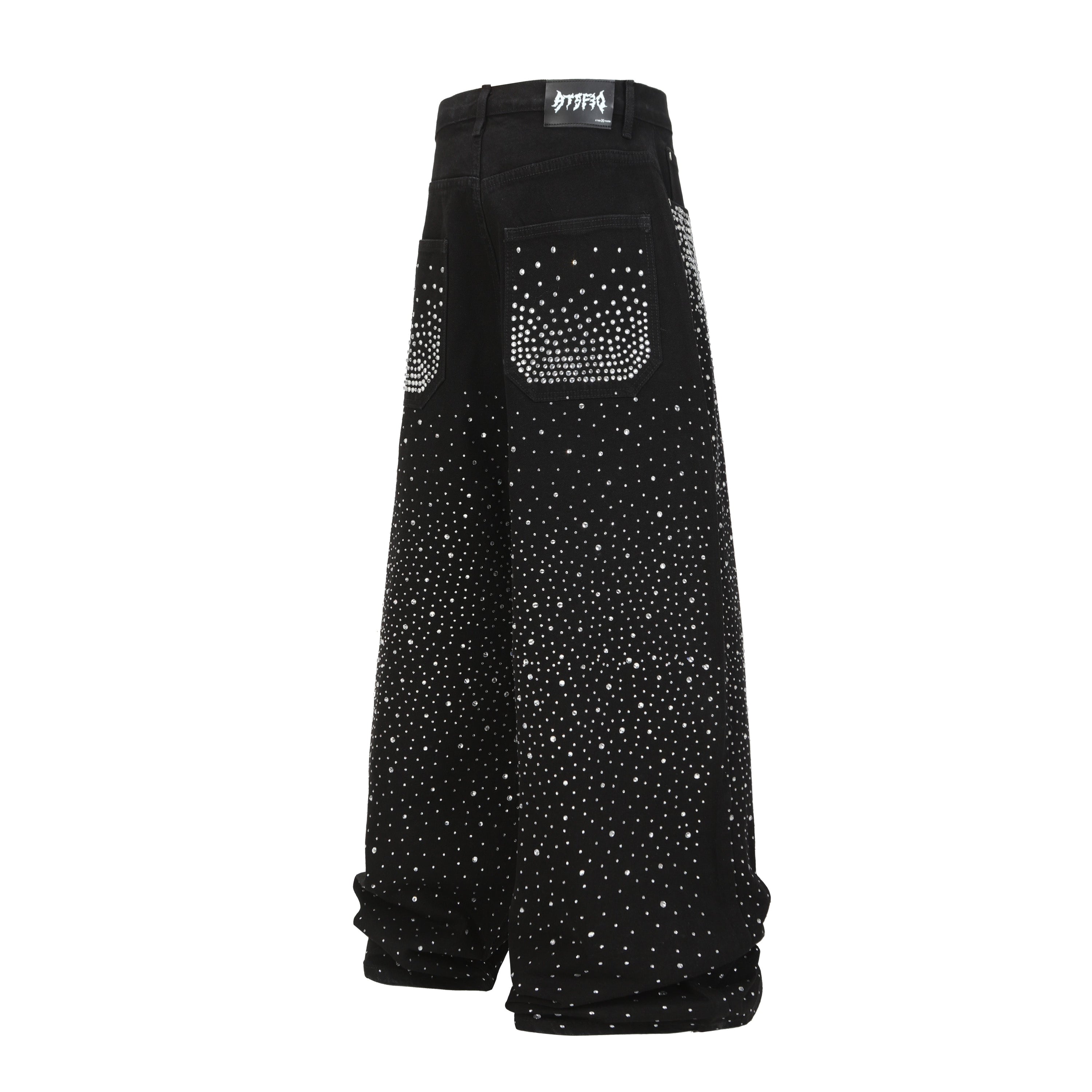 Rhinestone Galaxy Wide-Leg Jeans | All-Over Crystal Denim
