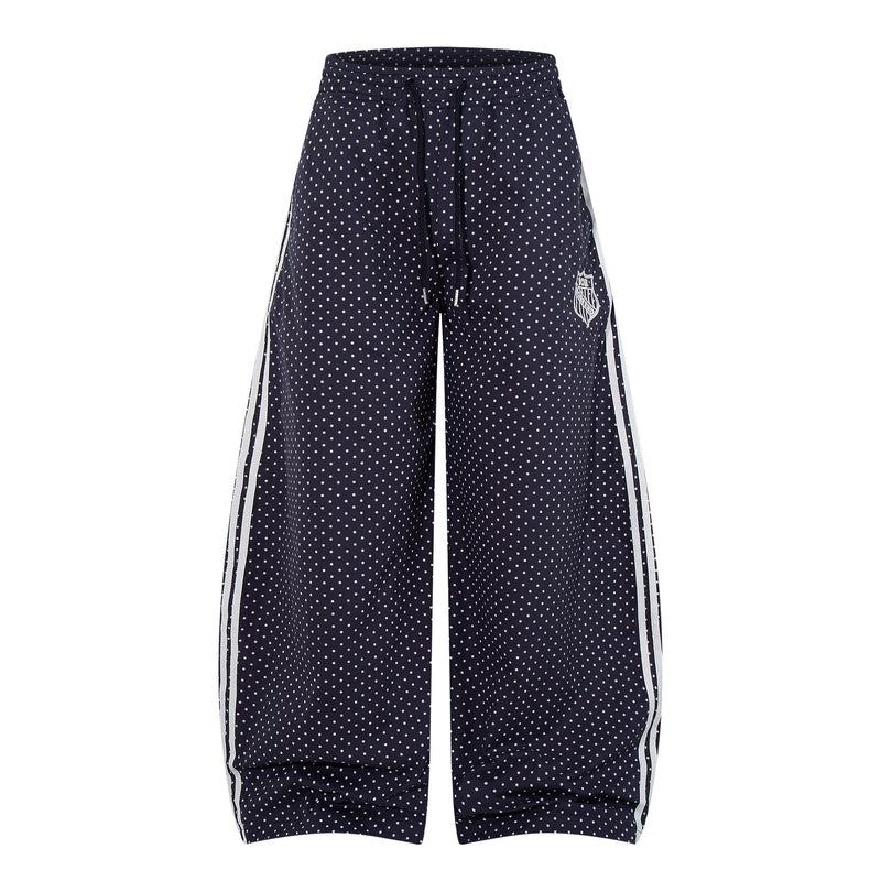 Polka Dot Wide-Leg Track Pants | Sporty Streetwear