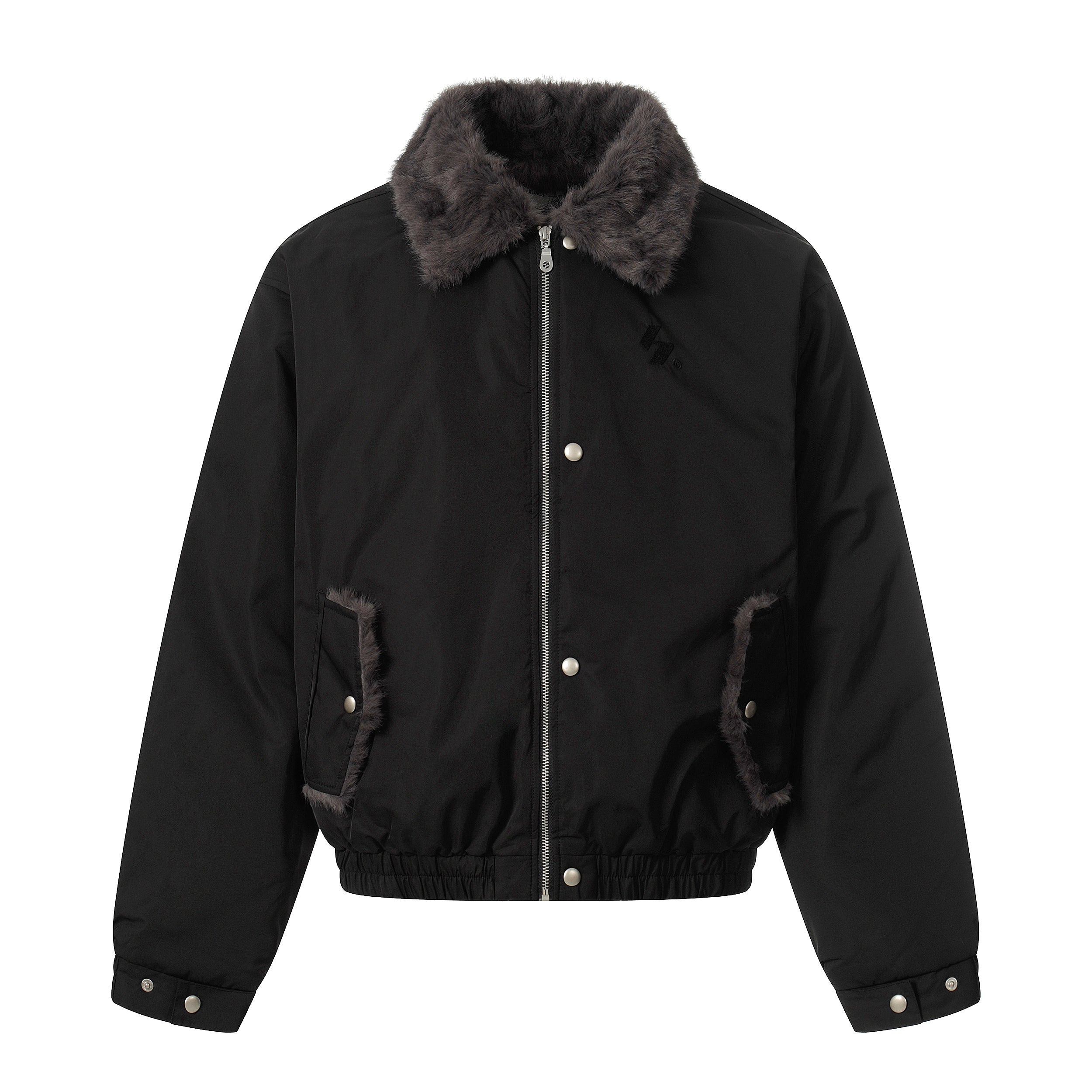 Faux Fur Collar Bomber Jacket | Off-White & Black