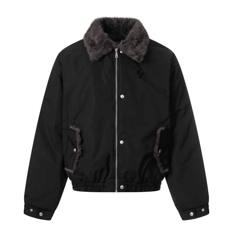 Faux Fur Collar Bomber Jacket | Off-White & Black