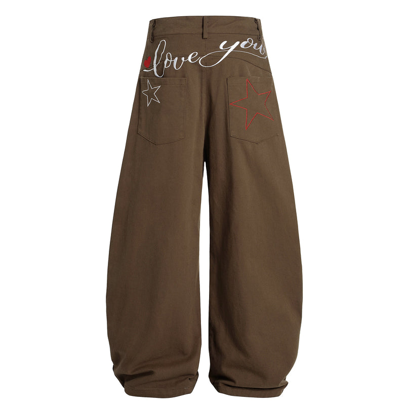 Omirad Curve-Stitch Wide-Leg Canvas Pants | 100% Cotton