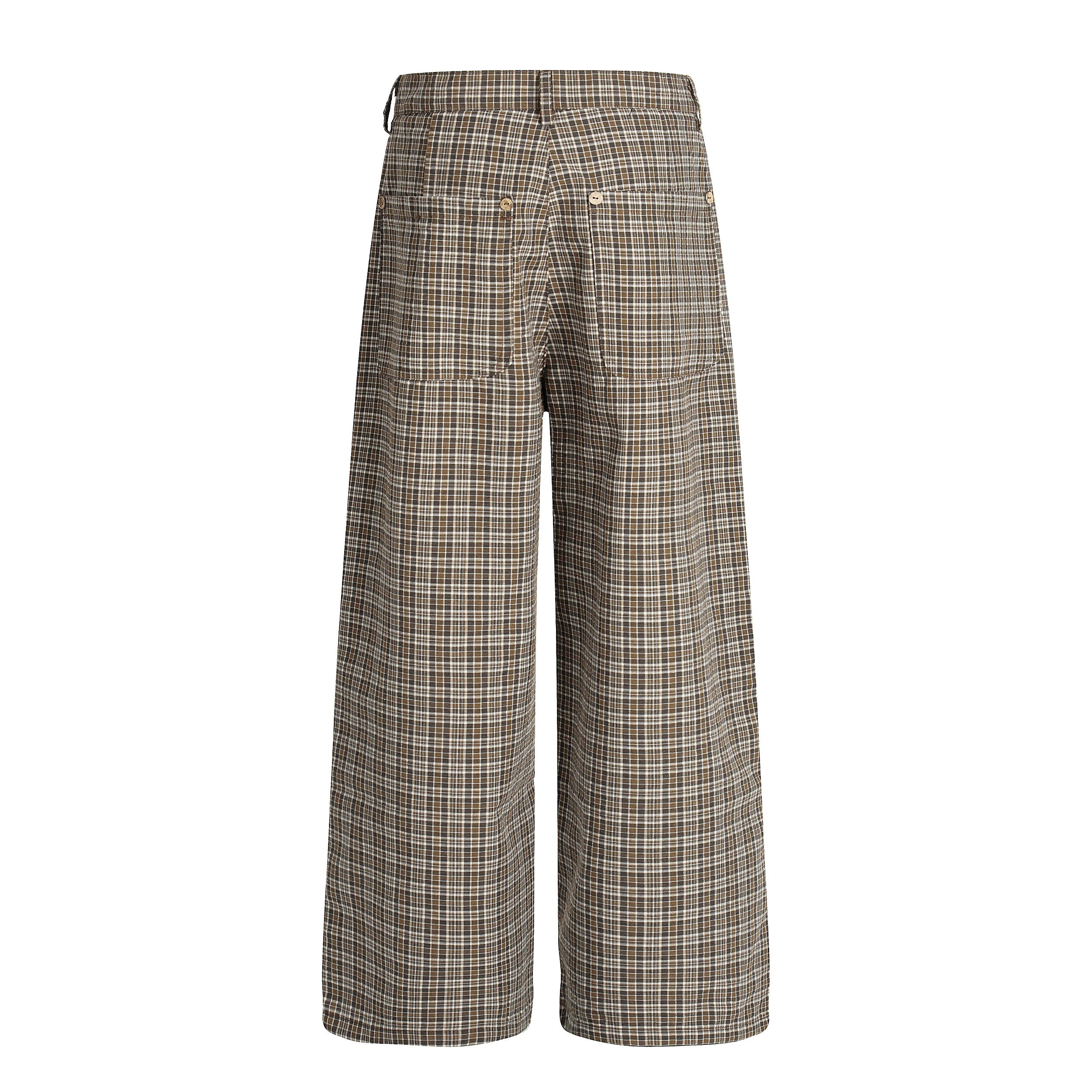 Omirad Vintage Plaid Wide-Leg Pants | 100% Cotton Trousers