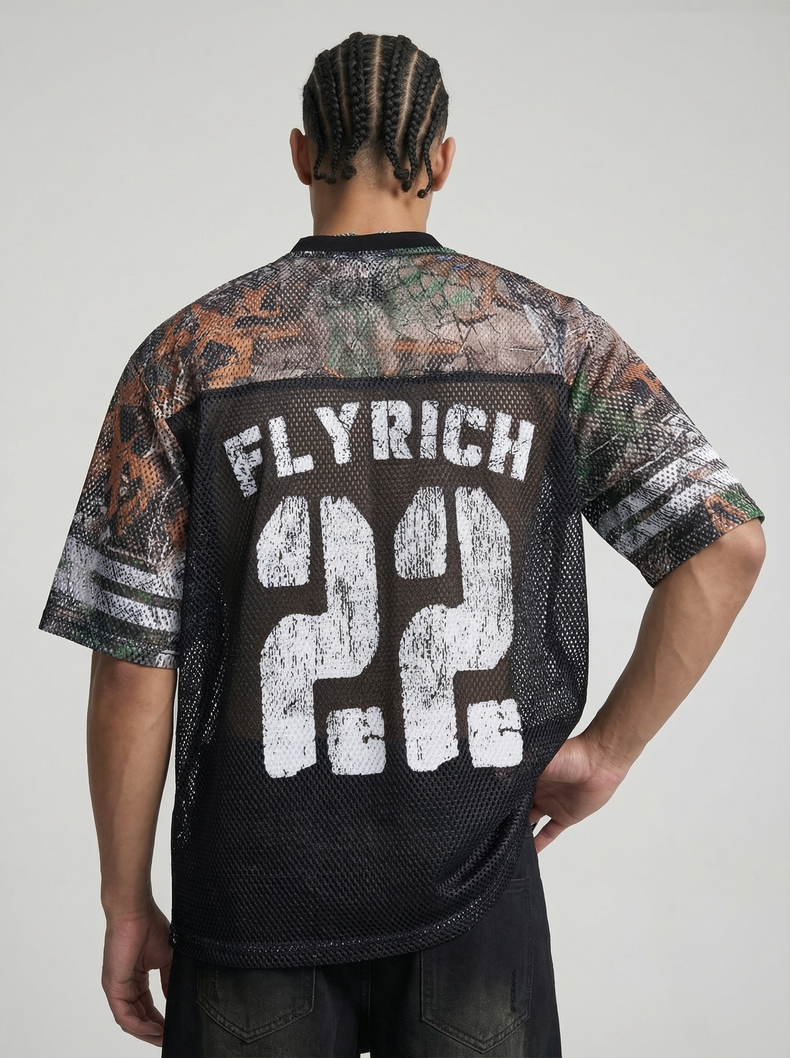 Omirad Fly Rich 22 Camo Mesh Jersey T-Shirt | Streetwear