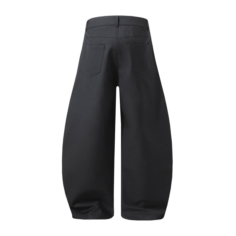 Multi-Button Barrel Wide-Leg Trousers | Sculpted Silhouette