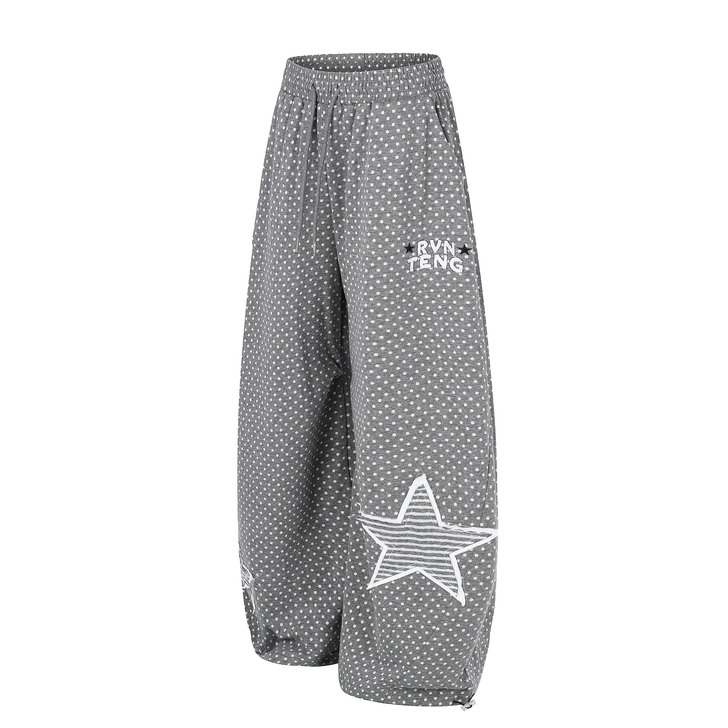 Polka Dot Star Print Wide-Leg Sweatpants | Y2K Streetwear