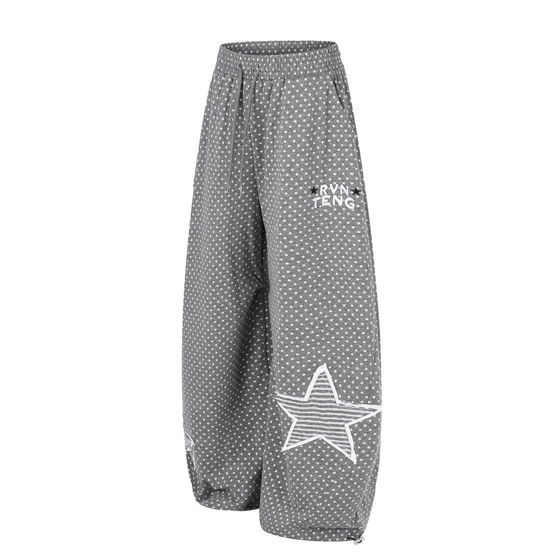 Polka Dot Star Print Wide-Leg Sweatpants | Y2K Streetwear